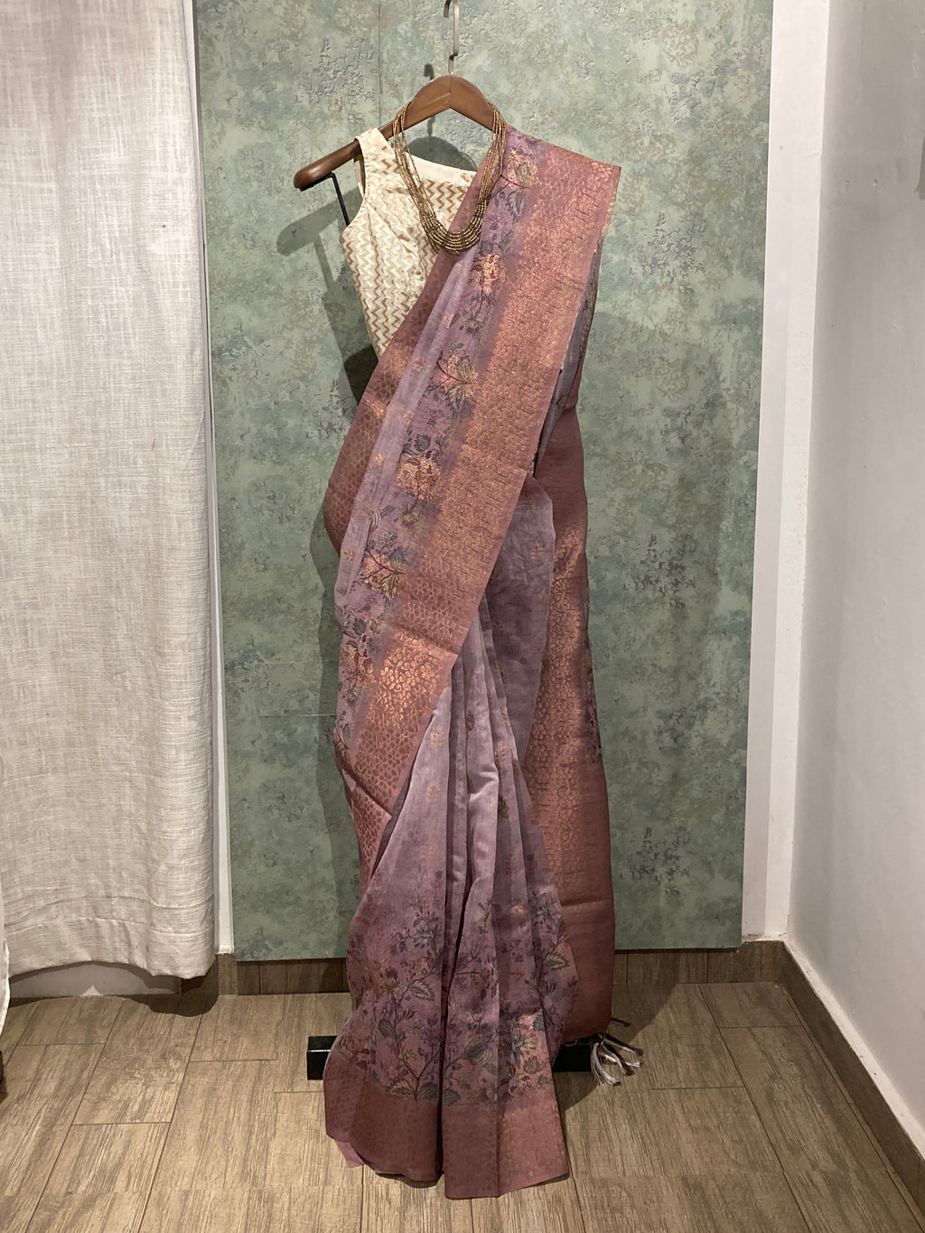 Blush Mauve Heritage Weave Saree
