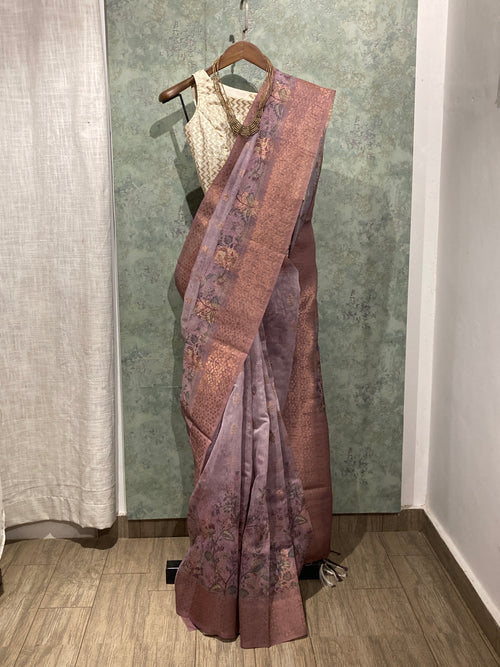 Blush Mauve Heritage Weave Saree