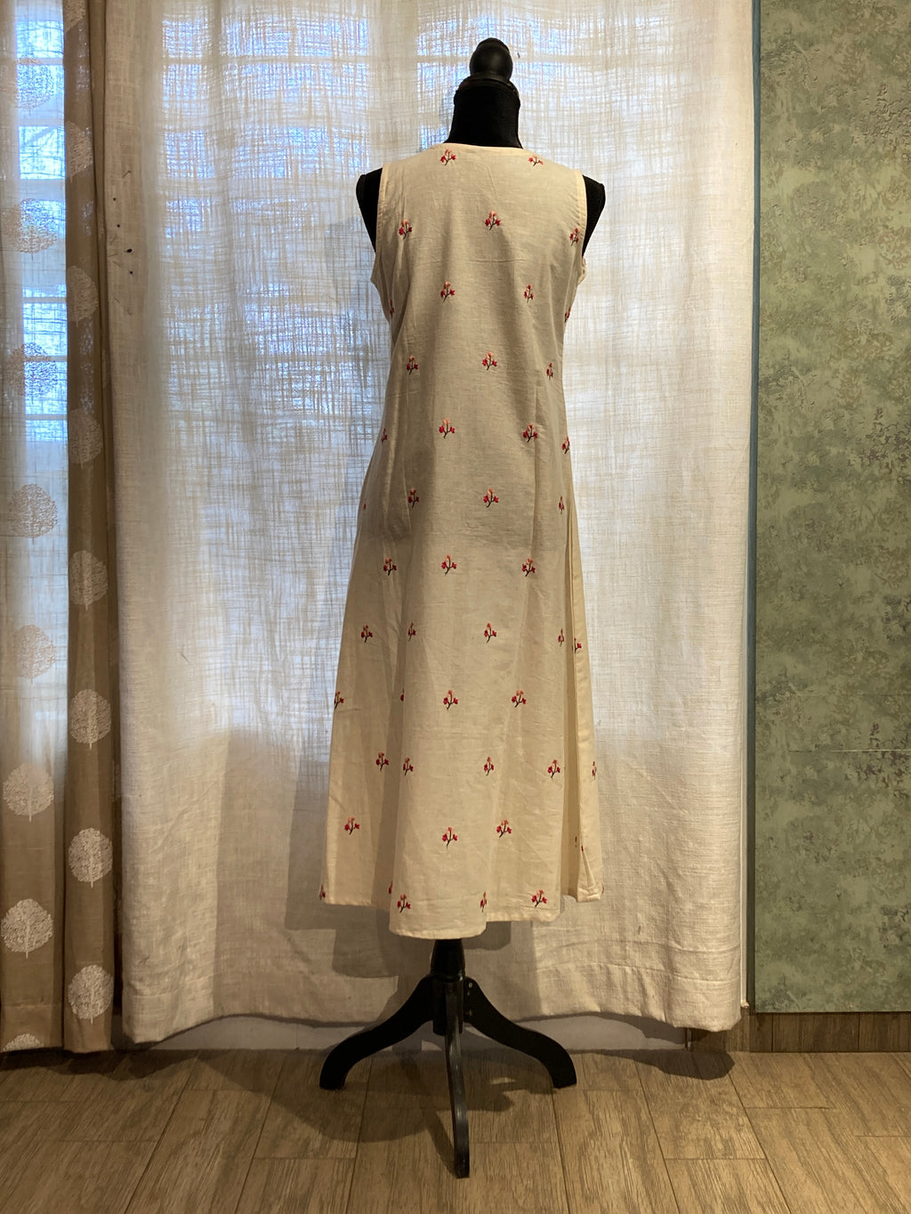 Embroidered Ivory Summer Midi Dress