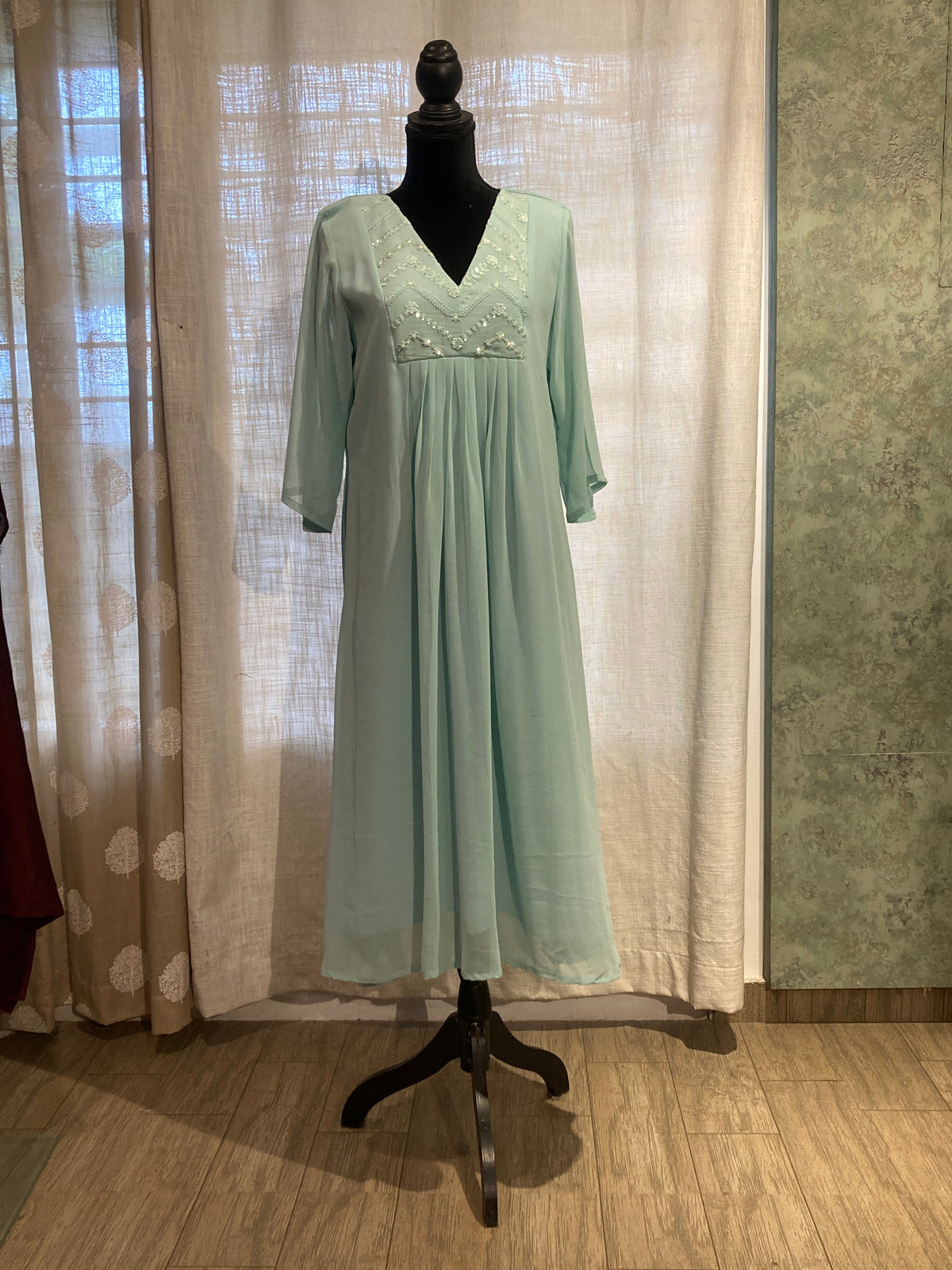 Mint Blossom A-Line Dress