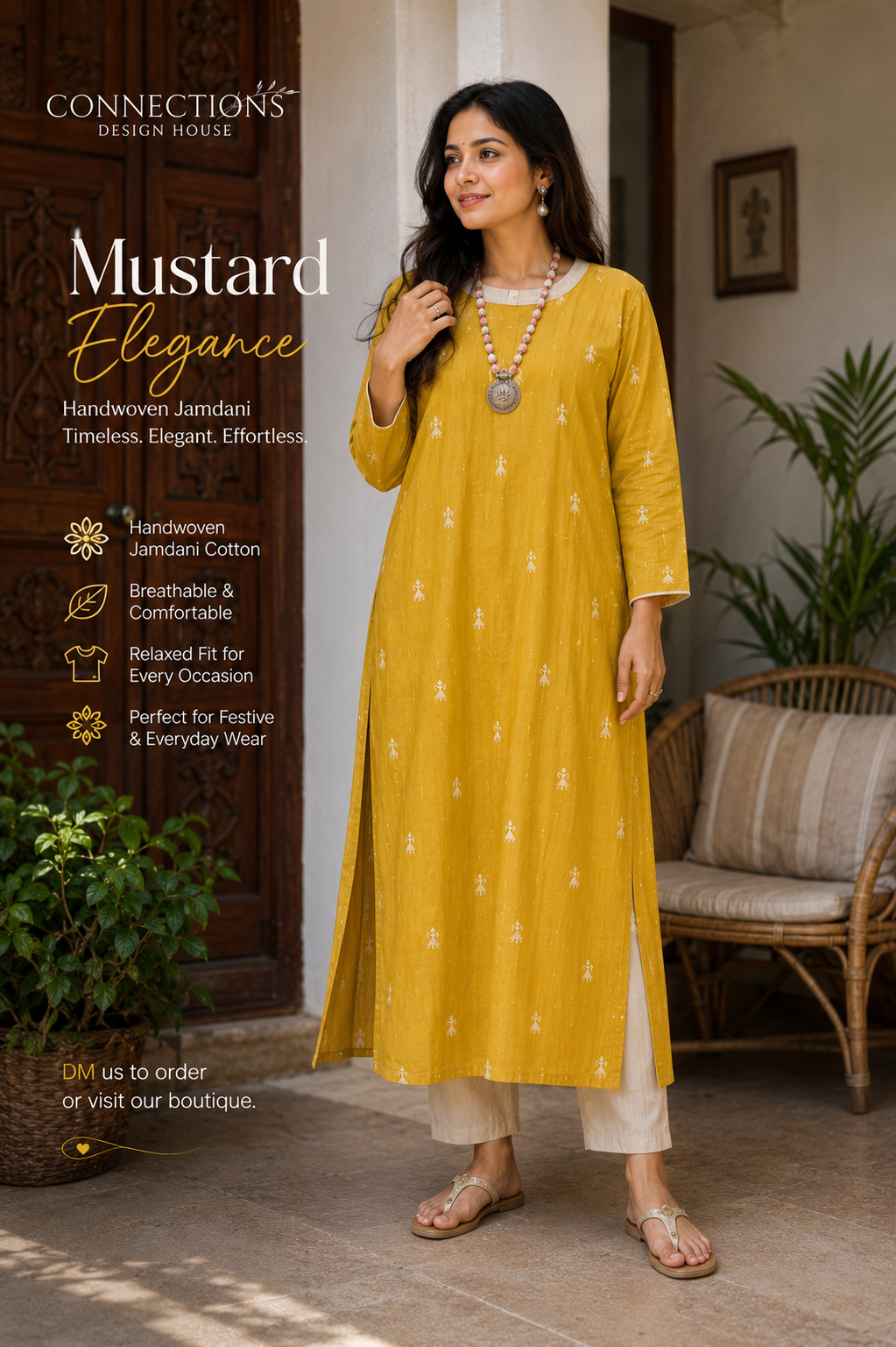 Mustard Bloom | Handwoven Jamdani Elegance