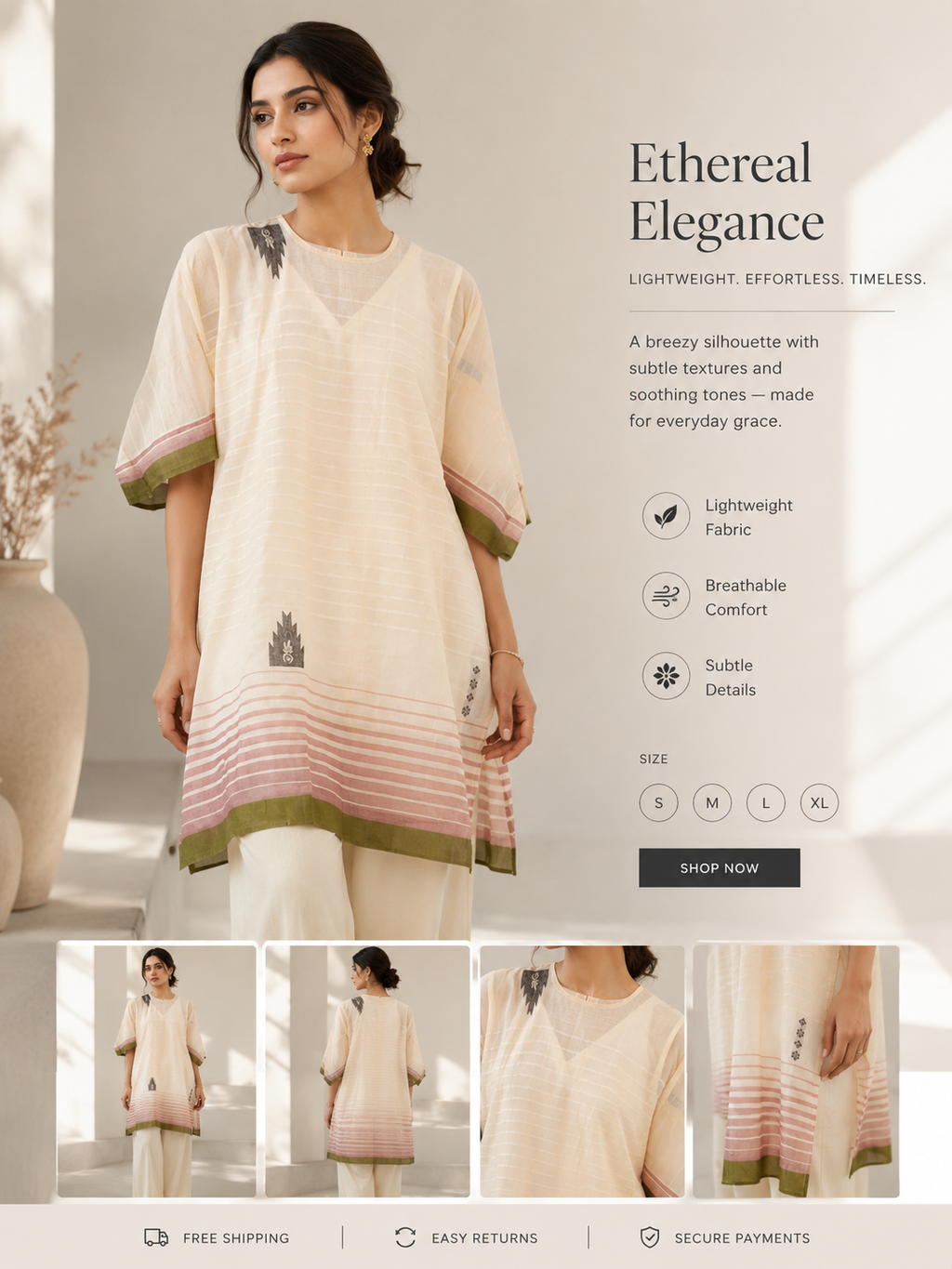 Ivory & Olive Artisan Kaftan